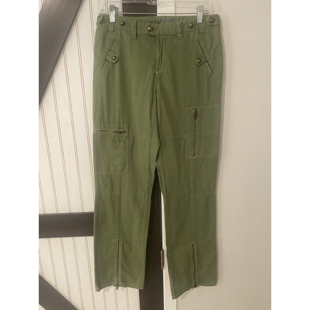 Da-Nang Womens Green Cotton Utility Cargo Pants Sz S Vintage Straight Leg